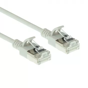 ACT Grey 1 meter LSZH U/FTP CAT6A datacenter slimline patch cable snagless with RJ45 connectors
