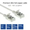 ACT Grey 1 meter LSZH U/FTP CAT6A datacenter slimline patch cable snagless with RJ45 connectors