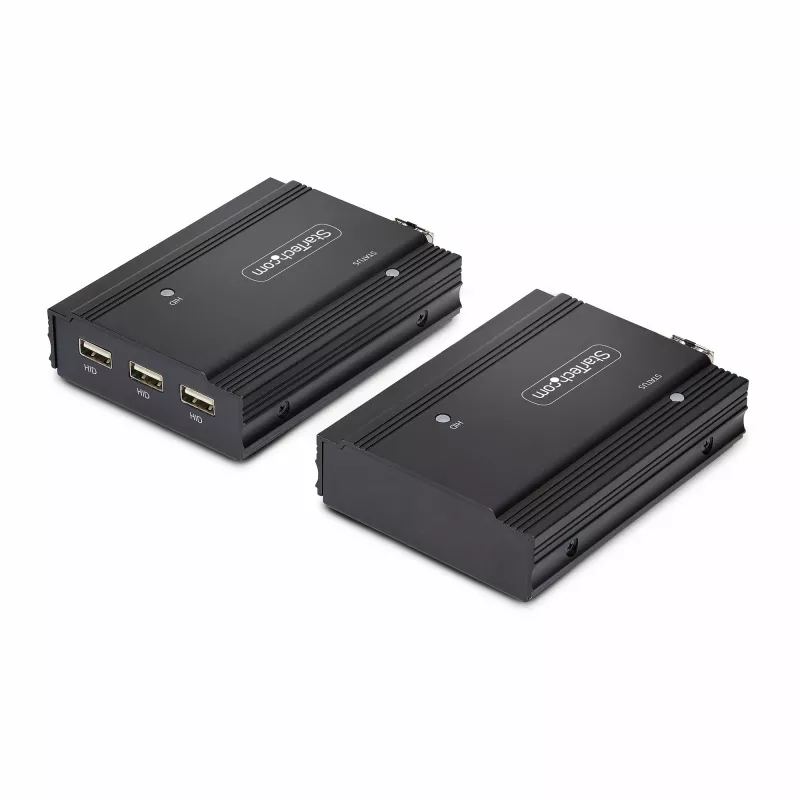 StarTech.com DisplayPort KVM Extender over Fiber Optic, 4K 60Hz, Console Extender Kit, Up to 984ft/300m (Multi-mode) with Pre-installed SFP+ Modules, 3x USB HID