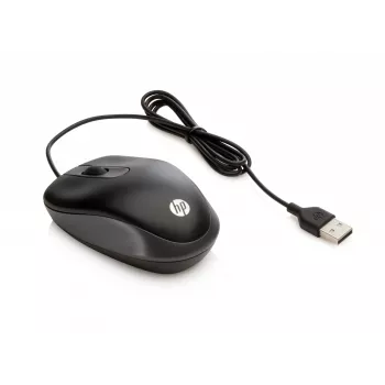HP USB Travel Mouse, Ambidextrous, Optical, USB Type-A, 1000 DPI, Black