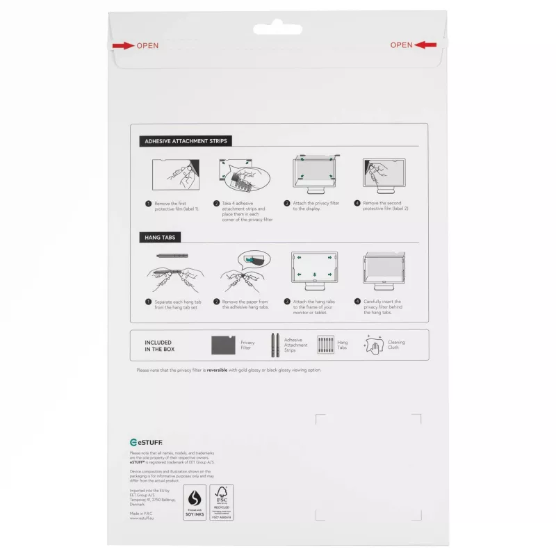 eSTUFF GLBG14310175 display privacy filter 35.6 cm (14 inch) Laptop Frameless display privacy filter