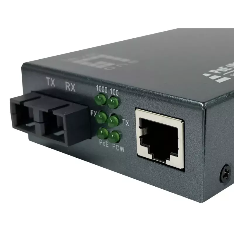 LevelOne RJ45 to SC Gigabit Media Converter, PoE PSE, Single-Mode Fiber, 20km