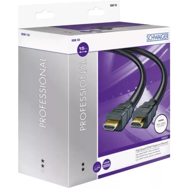 HDMI Cable Schwaiger HDM150 013 15m Type A Black Gold