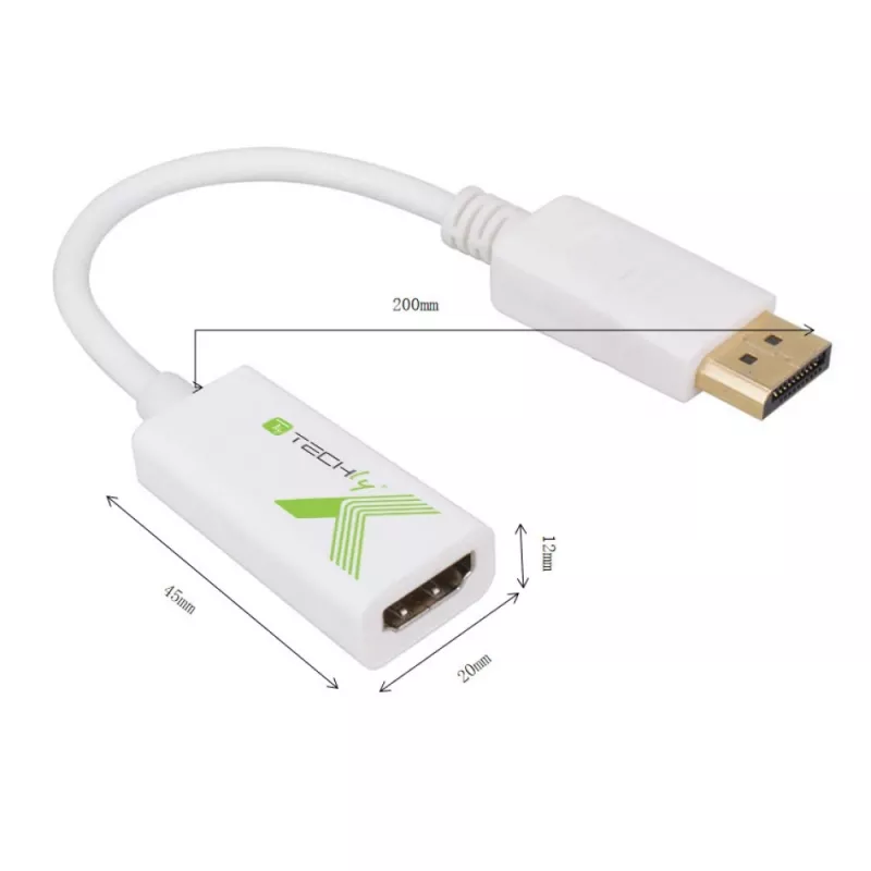 Techly IADAP DP-HDMIFP video cable adapter 0.2 m DisplayPort HDMI White