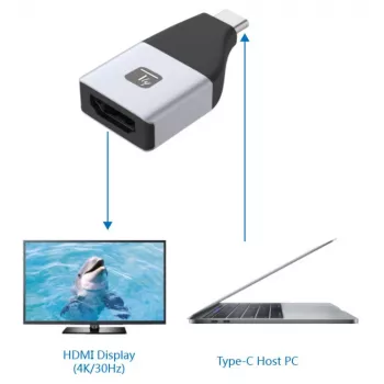 Techly IADAP USBC-HDMI4K USB graphics adapter 4096 x 2160 pixels Black, Silver