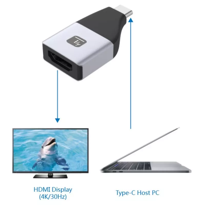 Techly IADAP USBC-HDMI4K USB graphics adapter 4096 x 2160 pixels Black, Silver
