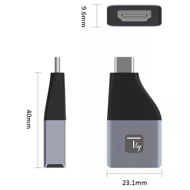 Techly IADAP USBC-HDMI4K USB graphics adapter 4096 x 2160 pixels Black, Silver