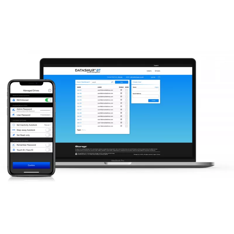 iStorage datAshur BT 64 GB | Encrypted Secure Flash Drive | Unlock via Smartphone Using Bluetooth | FIPS 140-2 Level 3 Certified | Remote Management Ready