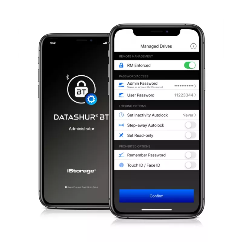 iStorage datAshur BT 64 GB | Encrypted Secure Flash Drive | Unlock via Smartphone Using Bluetooth | FIPS 140-2 Level 3 Certified | Remote Management Ready