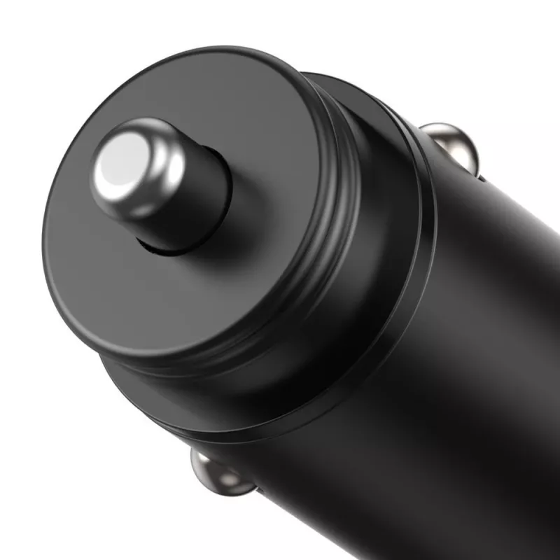 Techly Mini Car Charger USB-A and USB-C Quick Charge 3.0 38W in Black Metal