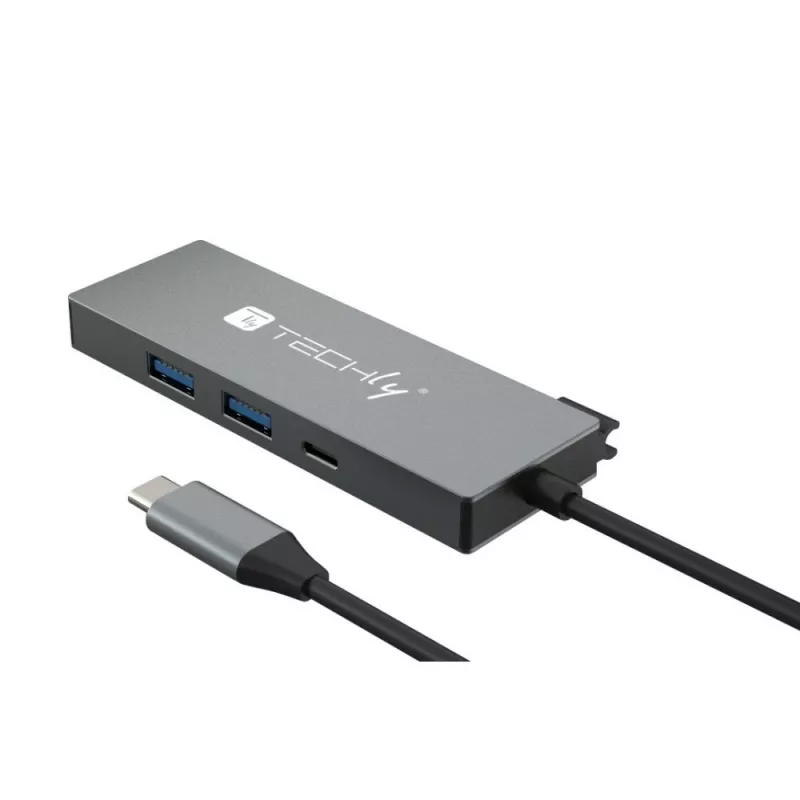 Techly IUSB32C-HUB4HPD laptop dock/port replicator Wired USB 3.2 Gen 2 (3.1 Gen 2) Type-C Grey