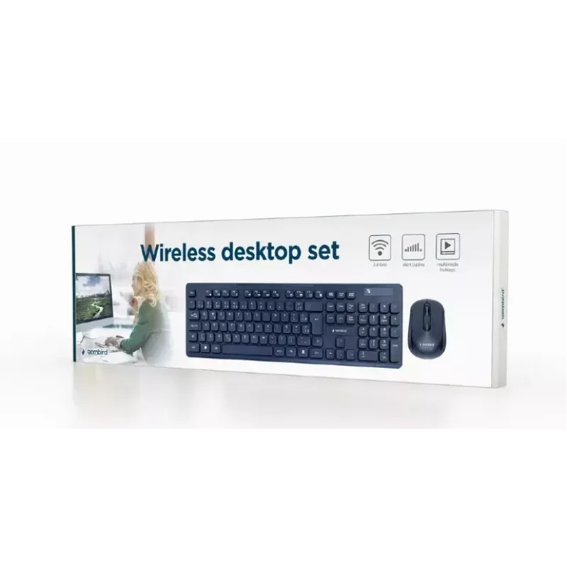 Gembird KBS-WCH-03-DE Keyboard Mouse included Universal RF Wireless QWERTZ German Black