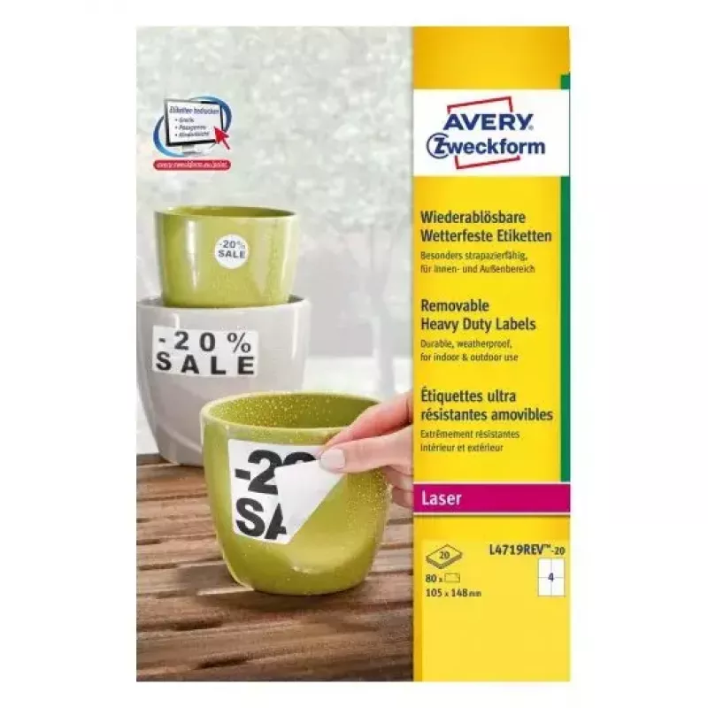 Self-adhesive printer label Avery L4719REV-20