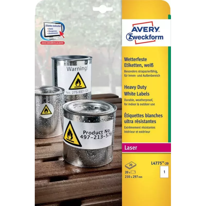 Self-adhesive label Avery L4775-20 Rounded rectangle
