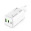 Mobile device charger MediaRange MRMA116-2 — Indoor AC fast charger, 100–240V input, up to 20V output, 2× USB-C, white