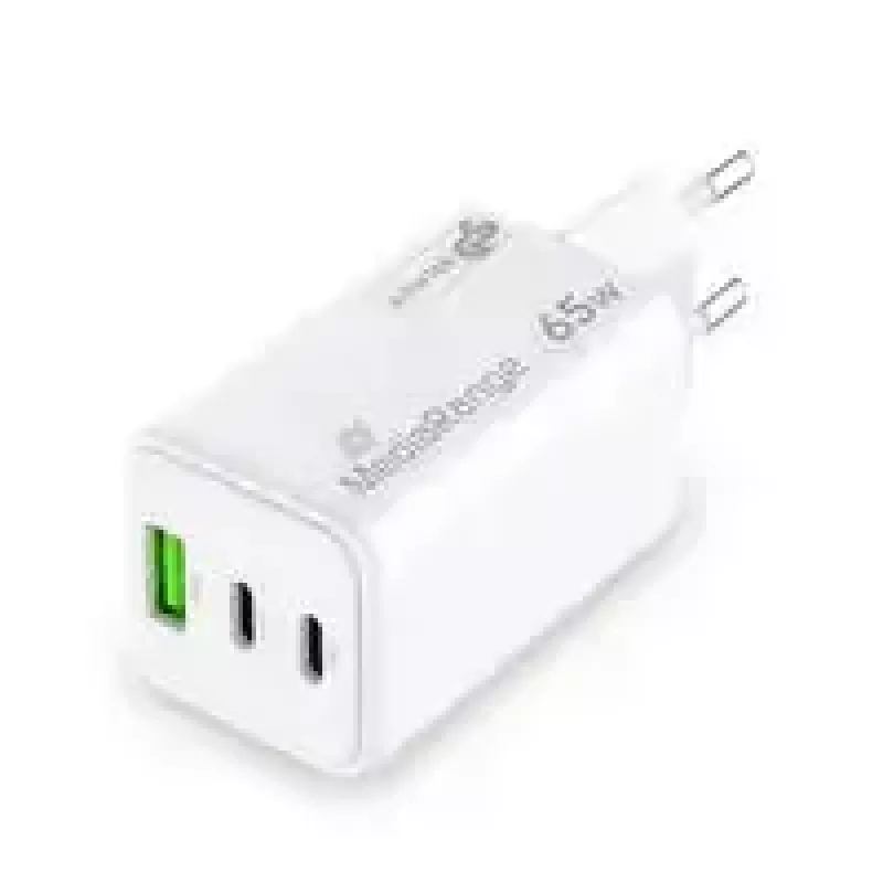 Mobile device charger MediaRange MRMA116-2 — Indoor AC fast charger, 100–240V input, up to 20V output, 2× USB-C, white