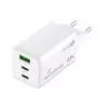 Mobile device charger MediaRange MRMA116-2 — Indoor AC fast charger, 100–240V input, up to 20V output, 2× USB-C, white