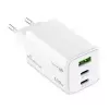 Mobile device charger MediaRange MRMA123 — Indoor AC fast charger for laptop, smartphone, tablet, 100–240V, 2× USB-C, 20V max, white