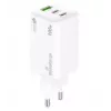 Mobile device charger MediaRange MRMA123 — Indoor AC fast charger for laptop, smartphone, tablet, 100–240V, 2× USB-C, 20V max, white