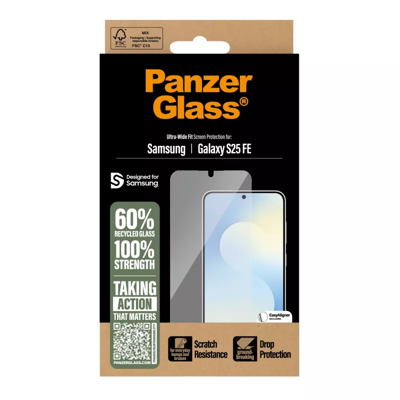PanzerGlass ® Screen Protector Samsung Galaxy S25 FE 5G | Ultra-Wide Fit w. EasyAligner