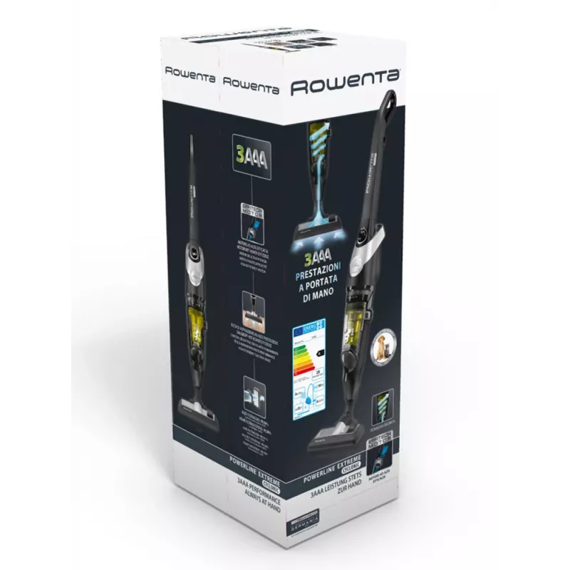Rowenta RH8155WA stick vacuum/electric broom AC Dry Cyclonic Bagless 0.9 L 750 W Black, Silver, Yellow