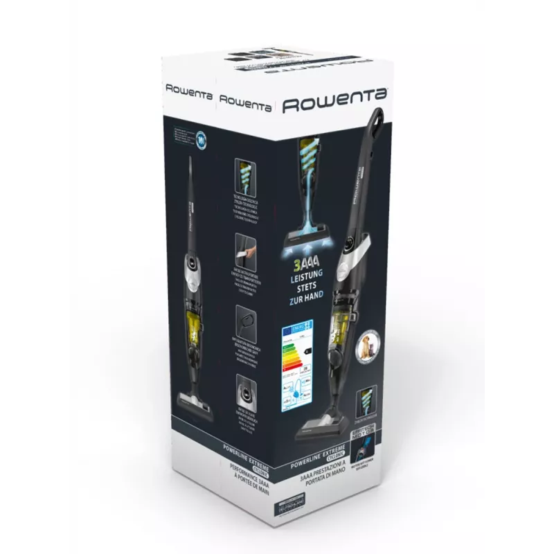 Rowenta RH8155WA stick vacuum/electric broom AC Dry Cyclonic Bagless 0.9 L 750 W Black, Silver, Yellow