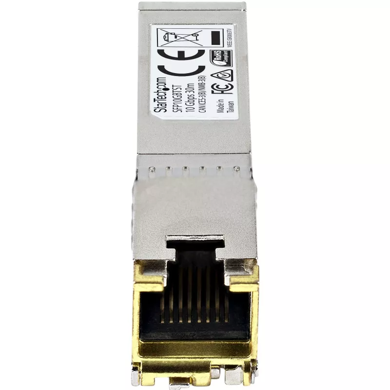 StarTech.com MSA Compliant SFP+ Transceiver Module - 10GBASE-T~MSA Uncoded SFP+ Module - 10GBASE-T - SFP to RJ45 Cat6/Cat5e - 10GE Gigabit Ethernet SFP+ - RJ-45 30m