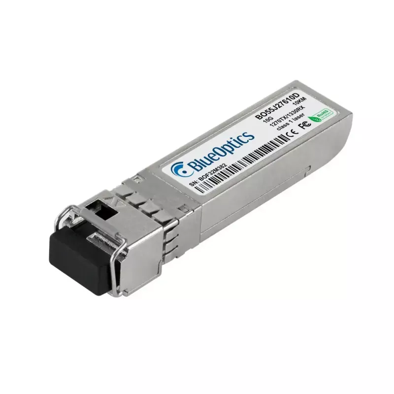SFP+ fiber optic transceiver BLUEOPTICS SFP10G-BX1270-BO, 10 Gbit/s, 3.3 V, metal housing