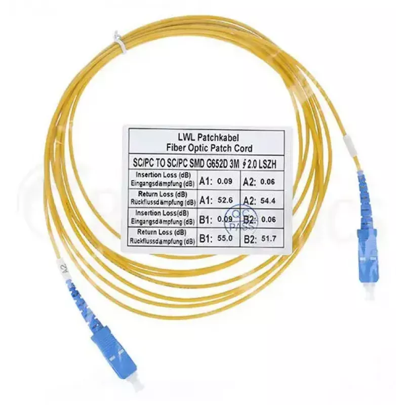 Fibre optic cable BlueOptics SFP2222BU30MK SC G.657.A1 30 m Yellow