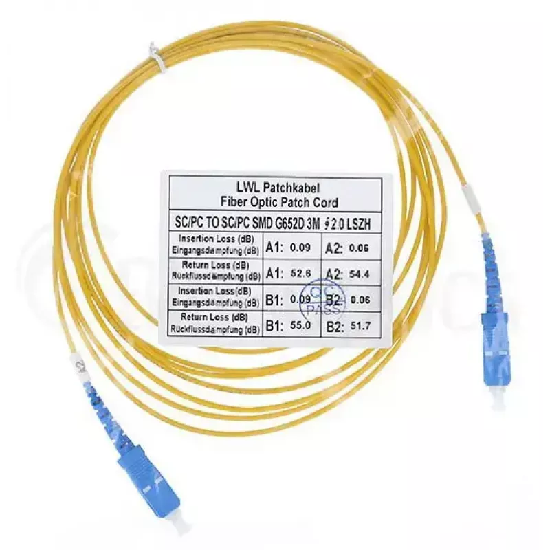 Fibre optic cable BlueOptics SFP2222BU50MK SC G.657.A1 50 m Yellow