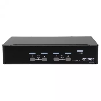 StarTech.com 4 Port USB DisplayPort KVM Switch with Audio, 3840 x 2400 pixels, Black