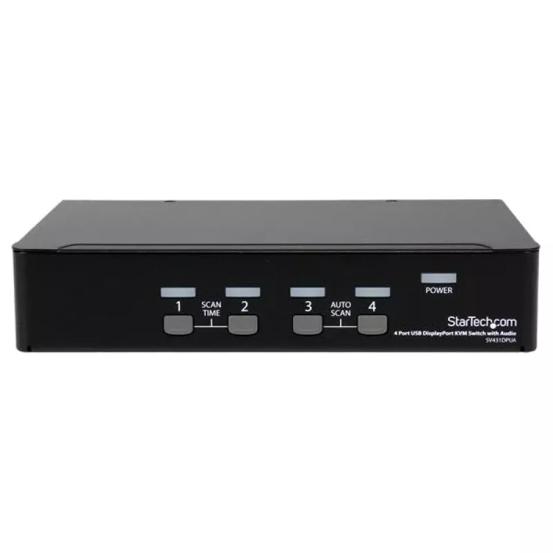 StarTech.com 4 Port USB DisplayPort KVM Switch with Audio, 3840 x 2400 pixels, Black