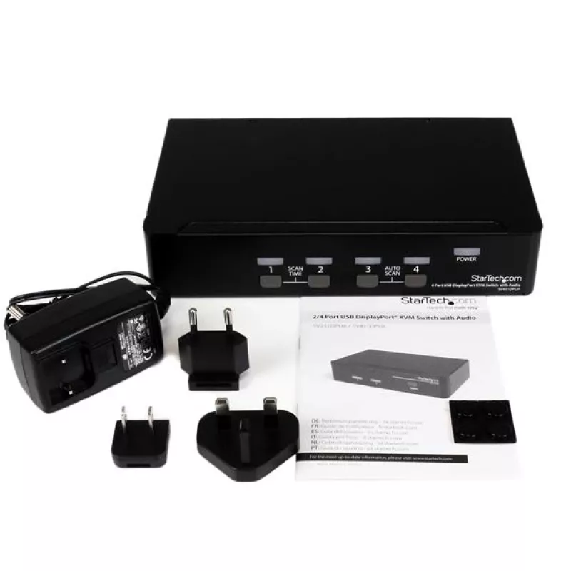 StarTech.com 4 Port USB DisplayPort KVM Switch with Audio, 3840 x 2400 pixels, Black