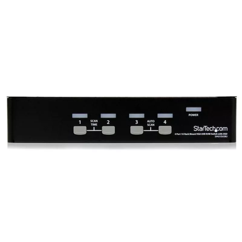 StarTech.com 4 Port 1U Rackmount USB KVM Switch with OSD, 1920 x 1440 pixels, Rack mounting, 5.4 W, 1U, Black