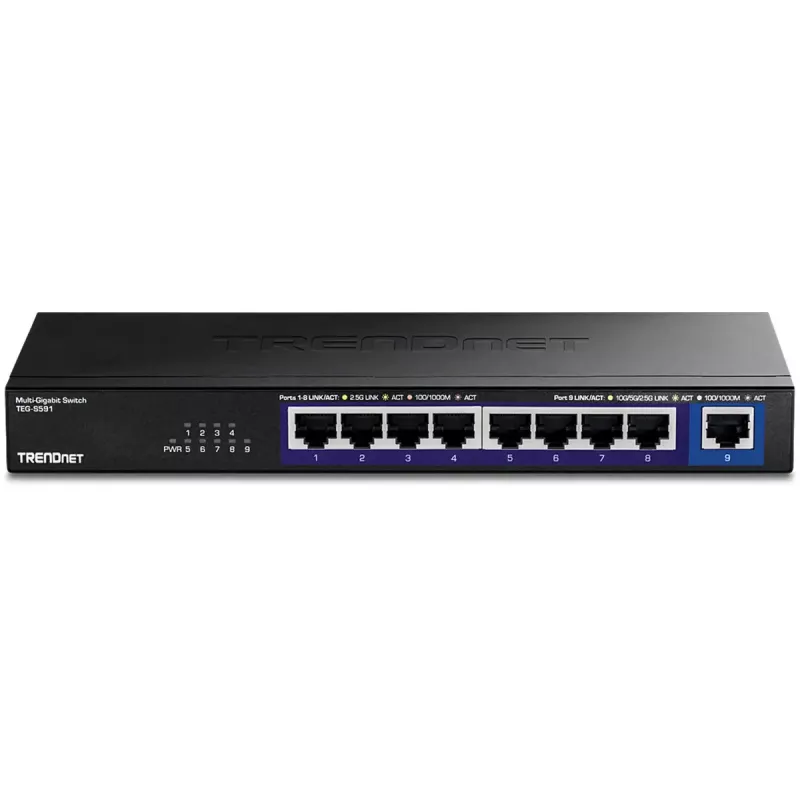 TRENDnet TEG-S591 unmanaged 8-port 2.5G Ethernet switch, 100/1000/2500, 60 Gbit/s, MAC table 4000, wall-mountable