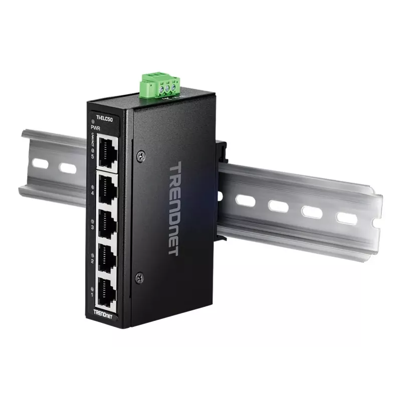 Network switch TRENDnet TI-ELC50 Unmanaged 5-port Fast Ethernet (10/100), 9.6–60V, wall/DIN-rail mount