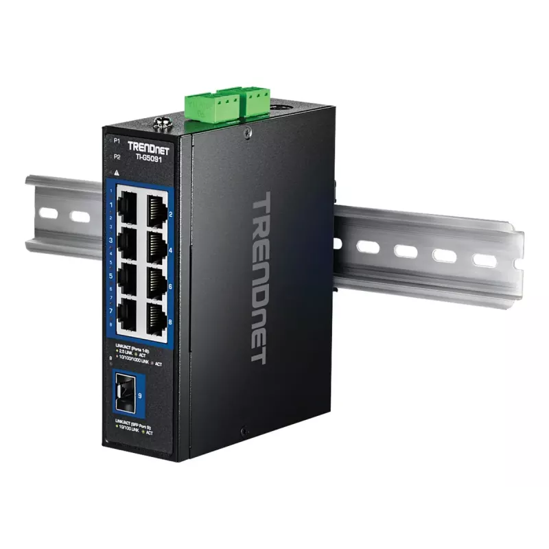 TRENDnet TI-G5091 Industrial Unmanaged 9-Port 2.5G Ethernet Switch with 10G SFP+ Port