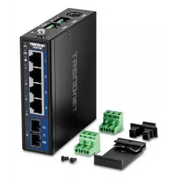 Unmanaged Gigabit Ethernet Switch TRENDnet TI-G51SC, 4x RJ-45 10/100/1000, 10 Gbit/s capacity, 2000 MAC, 9–60V, wall-mountable