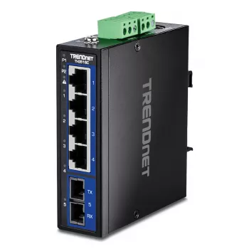 Unmanaged Gigabit Ethernet Switch TRENDnet TI-G51SC, 4x RJ-45 10/100/1000, 10 Gbit/s capacity, 2000 MAC, 9–60V, wall-mountable