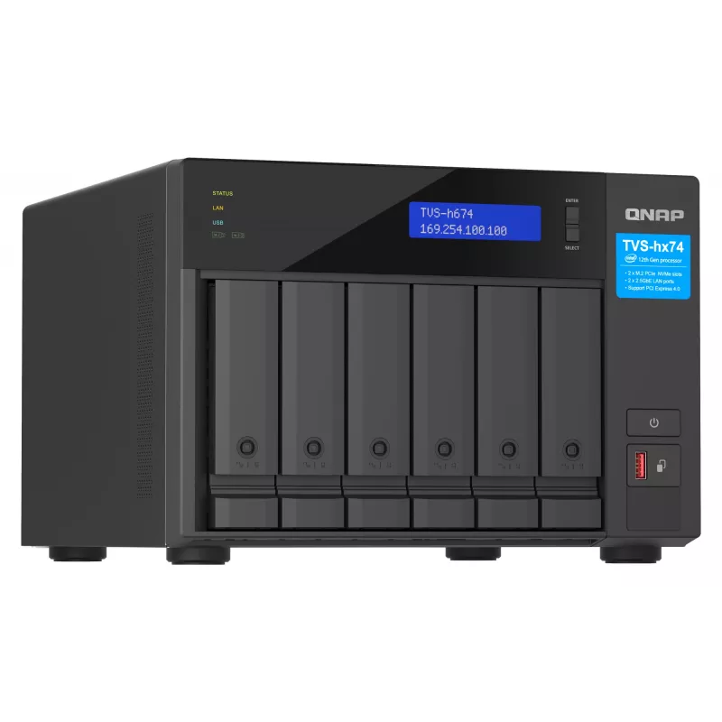 QNAP TVS-h674 NAS Tower Intel® Core™ i3 i3-12100 16 GB DDR4 0 TB QuTS hero Black