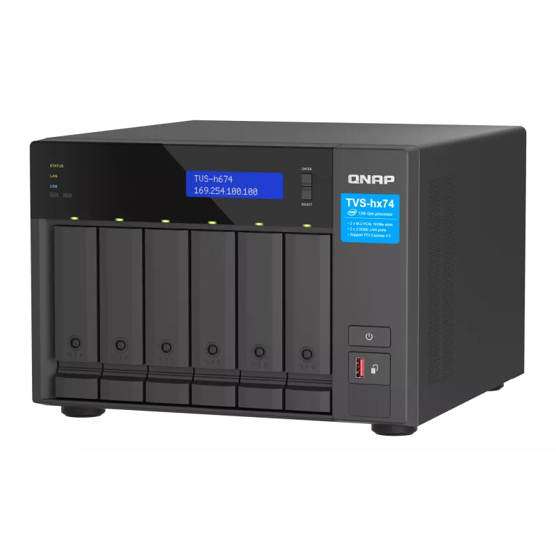 QNAP TVS-h674 NAS Tower Intel® Core™ i3 i3-12100 16 GB DDR4 0 TB QuTS hero Black