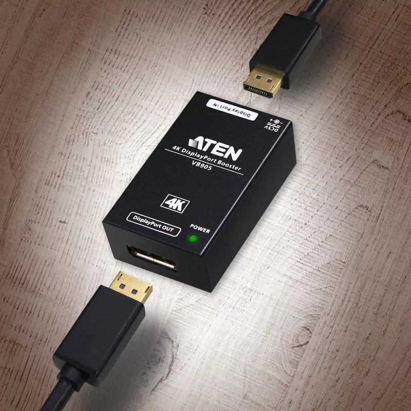 AV repeater ATEN 4K Display Port Booster VB905-AT-G — 4K (4096×2160), wired, 20 m range, 5 V/2.6 A, black