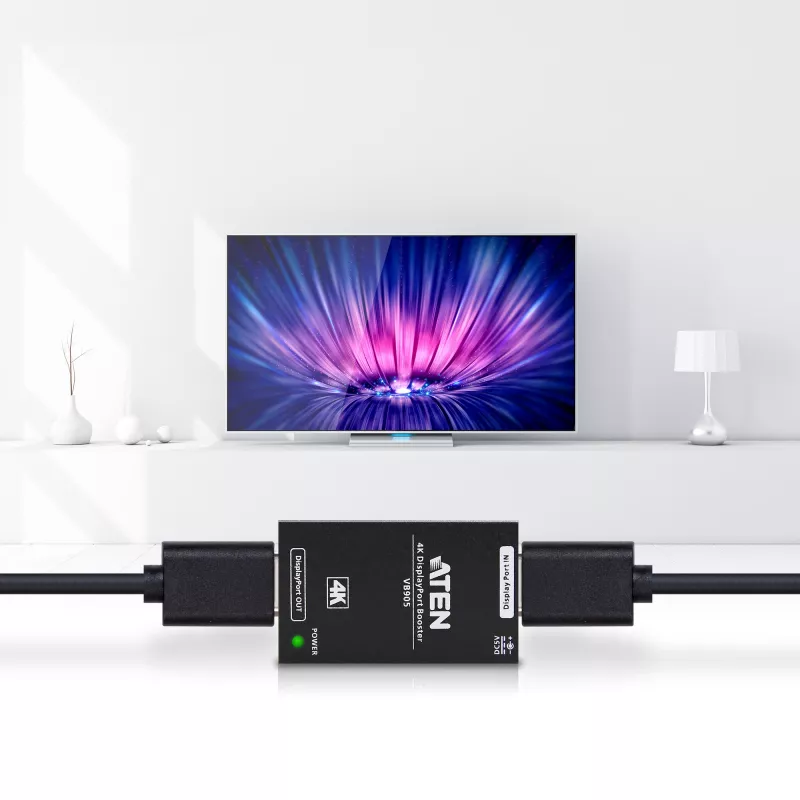 AV repeater ATEN 4K Display Port Booster VB905-AT-G — 4K (4096×2160), wired, 20 m range, 5 V/2.6 A, black