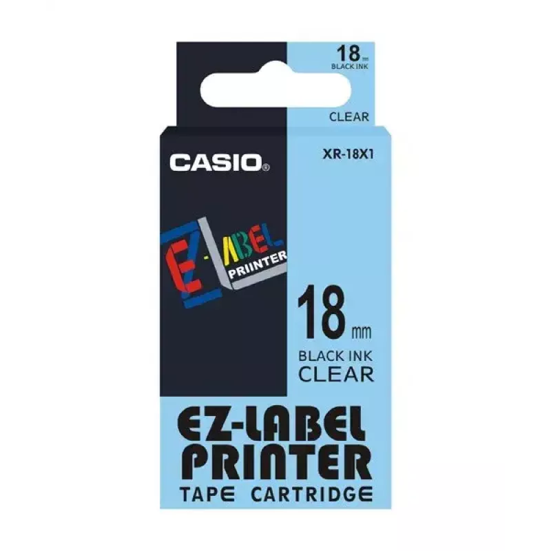 Label-making tape Casio XR-18X1 Black on transparent