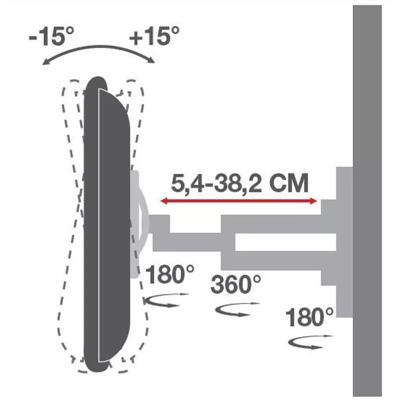Techly Wall Support for LCD LED 19-37'' Tilting 2 Joints Black ICA-LCD 2923B