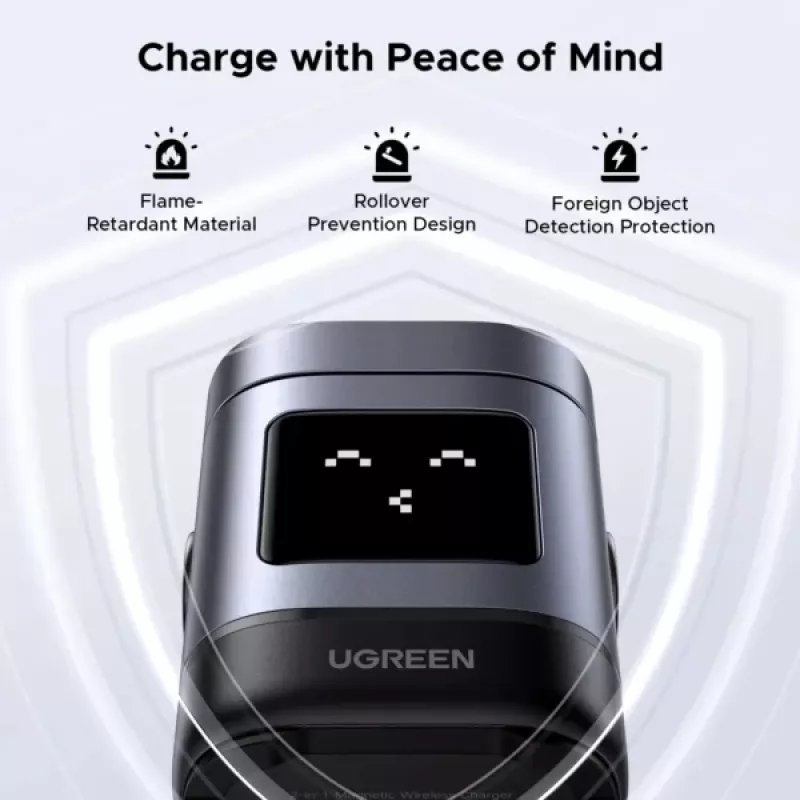 Charger UGREEN 45775 — indoor AC wireless fast charger, universal, 1× USB-C, black/grey