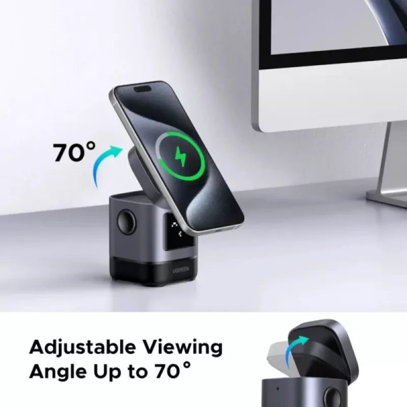 Charger UGREEN 45775 — indoor AC wireless fast charger, universal, 1× USB-C, black/grey
