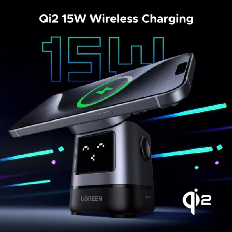Charger UGREEN 45775 — indoor AC wireless fast charger, universal, 1× USB-C, black/grey
