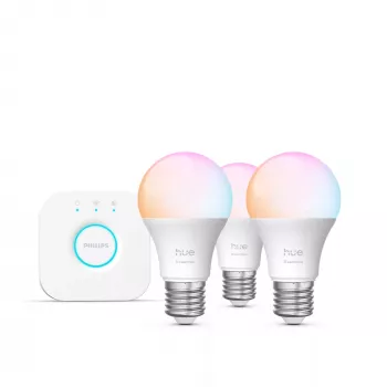 Smart lighting kit Philips Hue White and colour ambience Essential — 3× E27 smart bulbs, 806 lm, 8 W, Bluetooth/Zigbee
