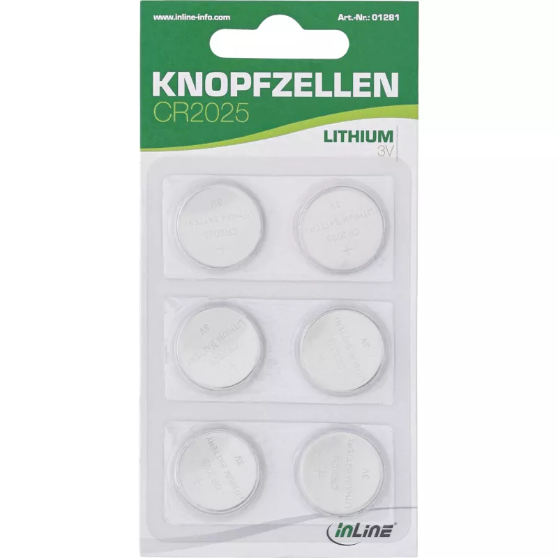 Button Cell Battery InLine CR2025 3V Lithium 6-pack